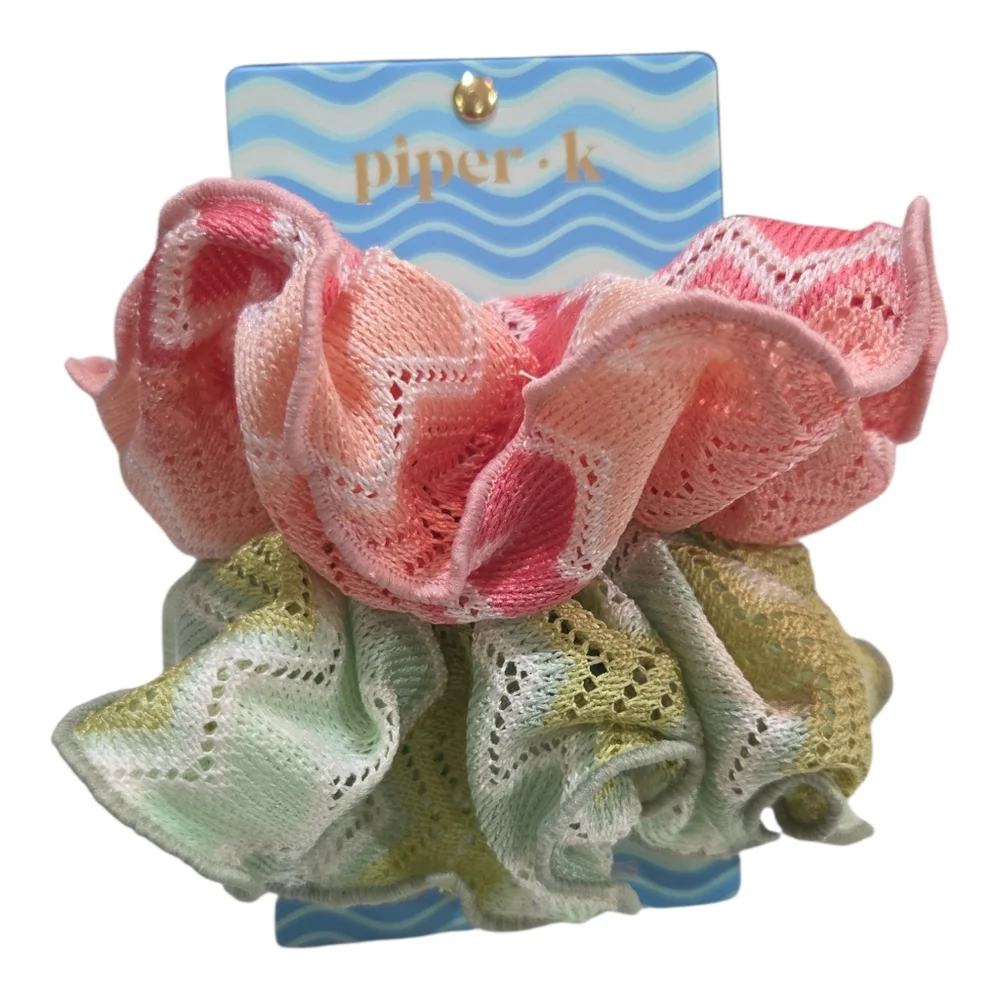 💕▪️Piper K ▪️ Multicolor Lace Scrunchie Set Of 2  Set Pink/Green